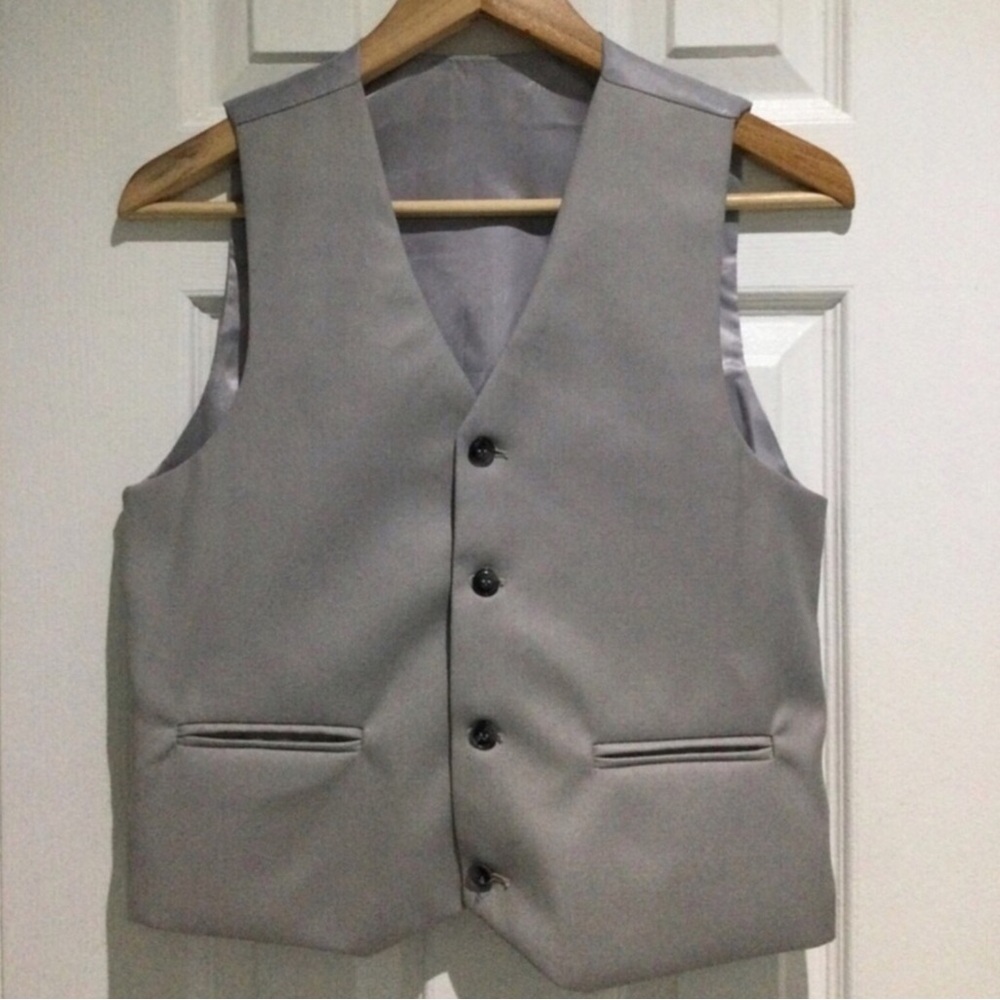 Mini World Light Gray V-Neck Formal Dress Vest